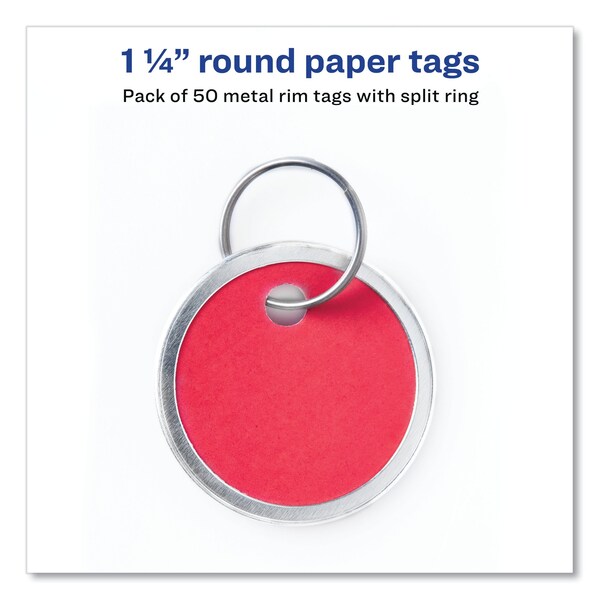 Key Tags With Split Ring, 1 1/4 Dia, Assorted Colors, PK50